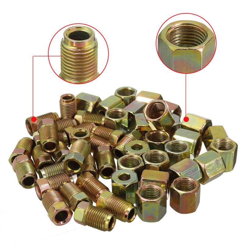 50PCS Brake Line Fittings Assortment for 3/16 Inch Tube Thread Nuts Female +Male