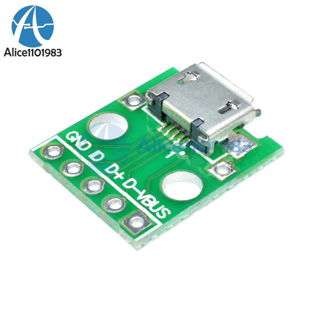 2PCS Female MICRO USB to DIP 5-Pin Pinboard 2.54mm micro USB type