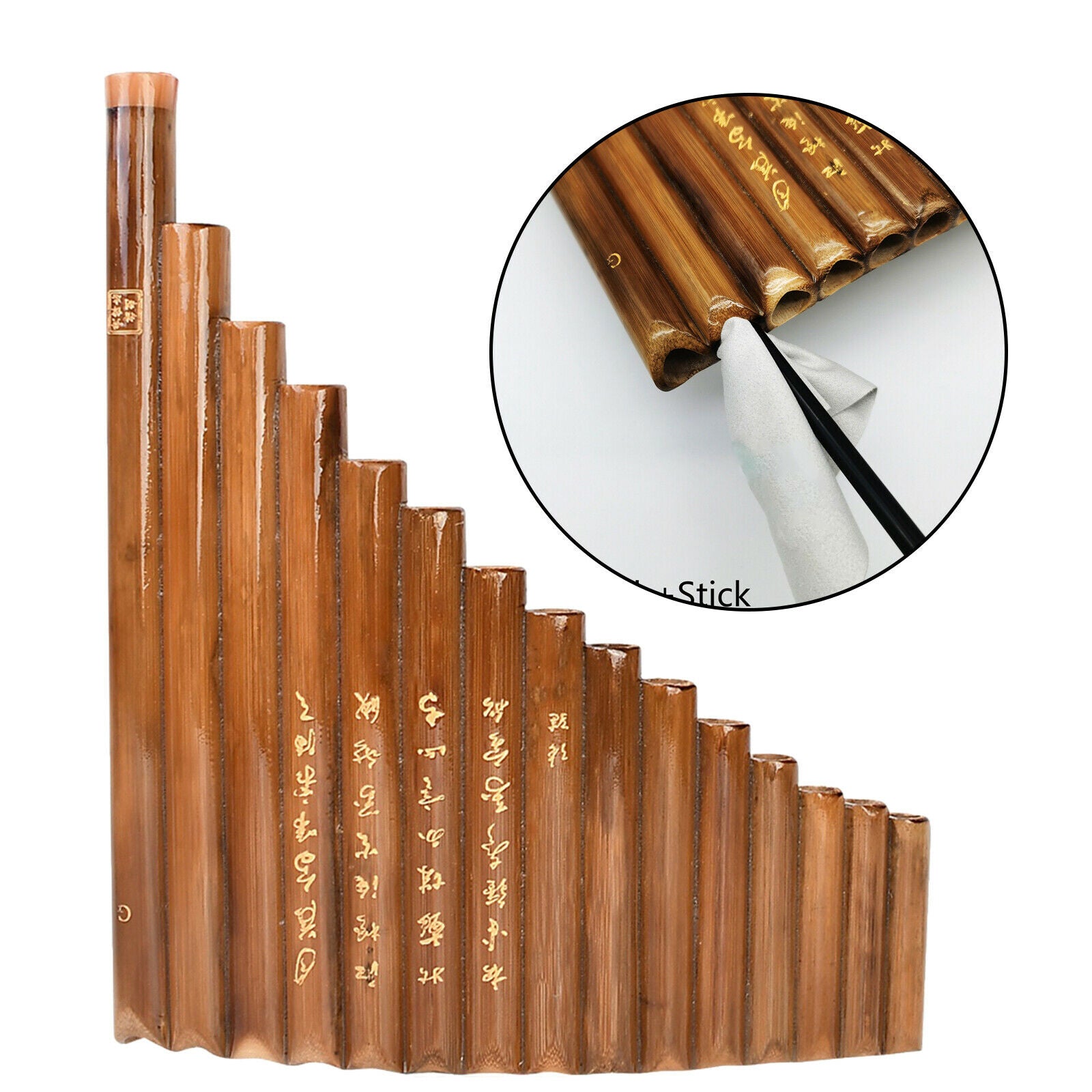 Pan Flute 15 Pipes G Key Panpipes Wooden Folk Musical Instrument for Kids