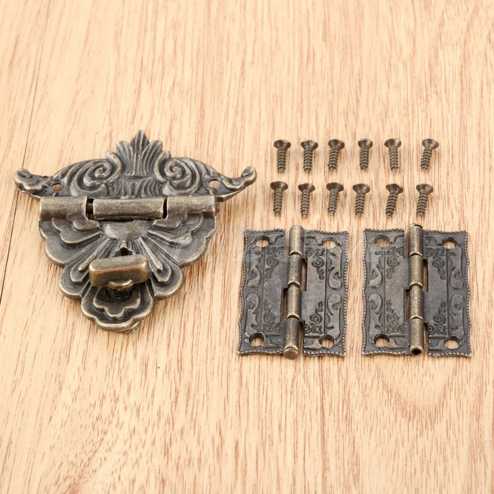 European Style Chest Suitcase Jewelry Box Latch Clasps Trinket With 2pcs Hinges