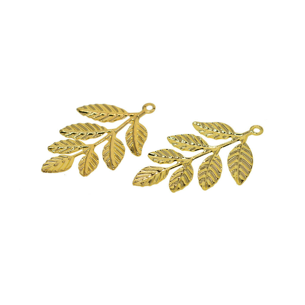 30Pcs Golden Plated Alloy Leaf Branches DIY Charms Pendants Home Decors Gift