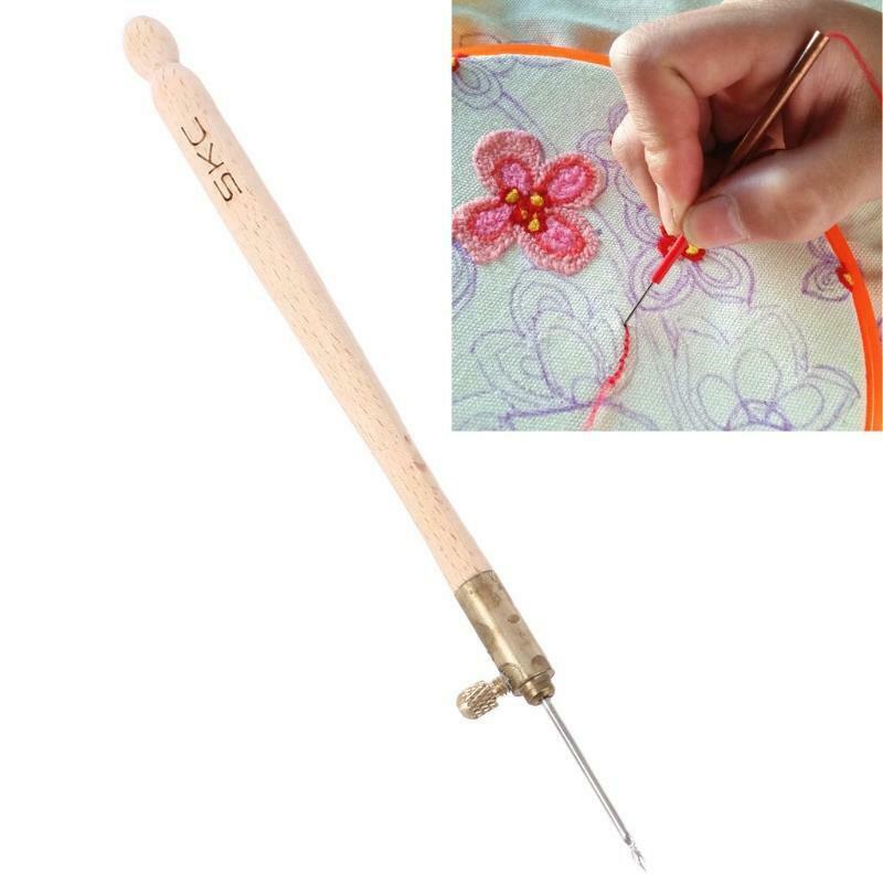 Embroidery Punch Needle French Crochet Hook with 3 Needles Pen Cross Stitch Tool