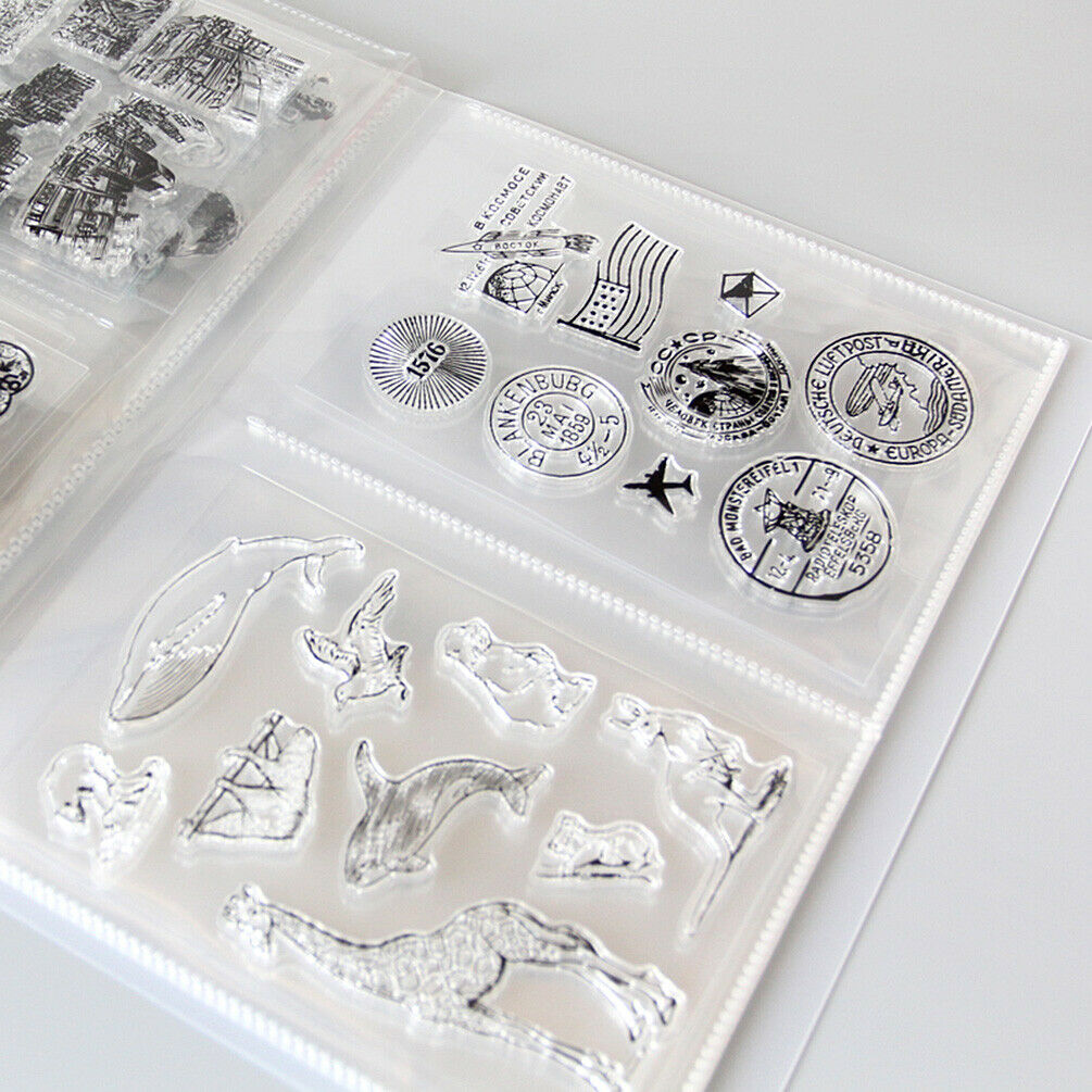 80 Pcs Clear Stamps & Die Storage Box Seal Album Pocket Holder Organizer Crafts