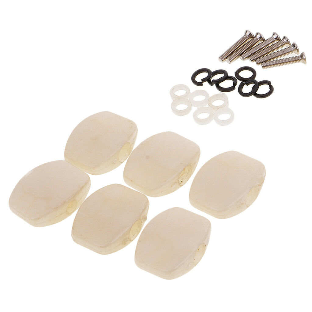 6 pieces plastic acoustic / electric guitar tuner tuning peg button white