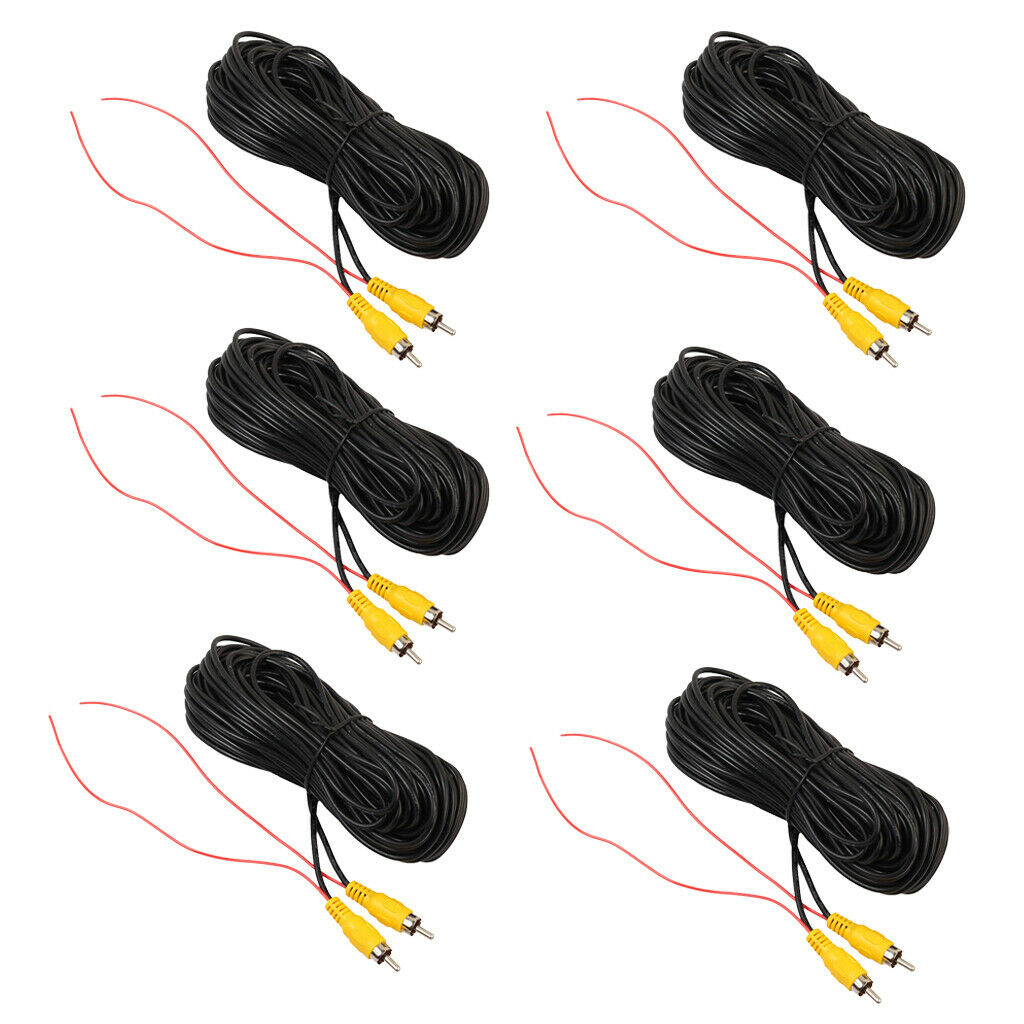 6 Pcs Male to Male RCA Video Cable for Backup Camera With Trigger Wire 20ft