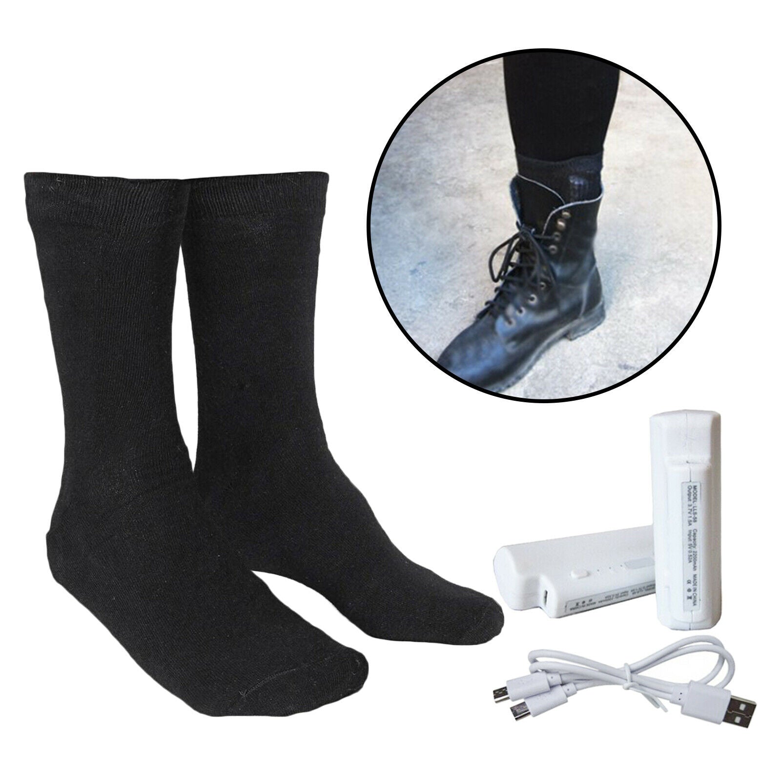 Winter Heated Socks Electric Adjustable Foot Warmer Cotton Breathable Skiing
