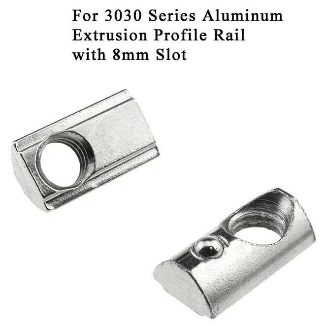 2X(30Pcs M8 T Slot Nuts Roll-In Sp Ball Loaded Elastic Nuts for 3030 SeriesU2Z6)