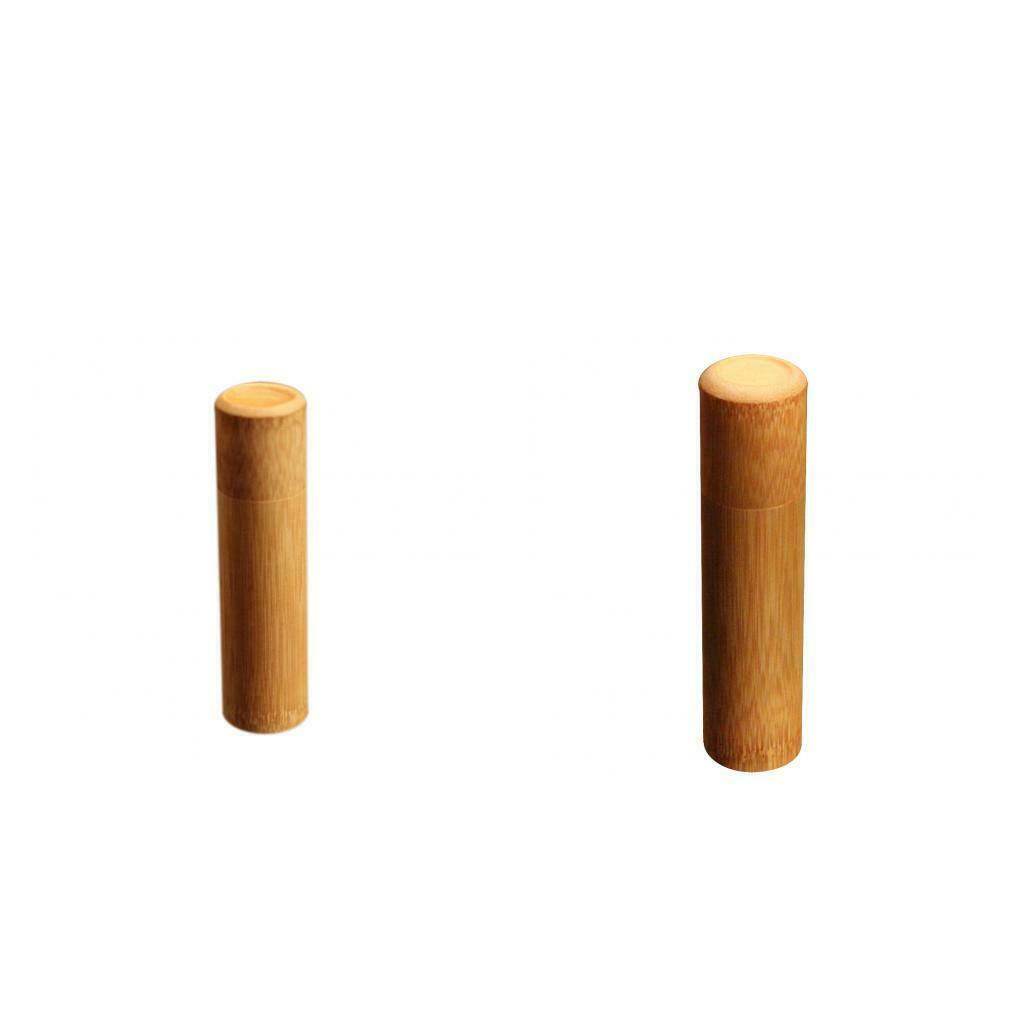 2x Bamboo Mini Tea Canister Tea Box Tube Jar Portable Travel Tea Canisters Cover