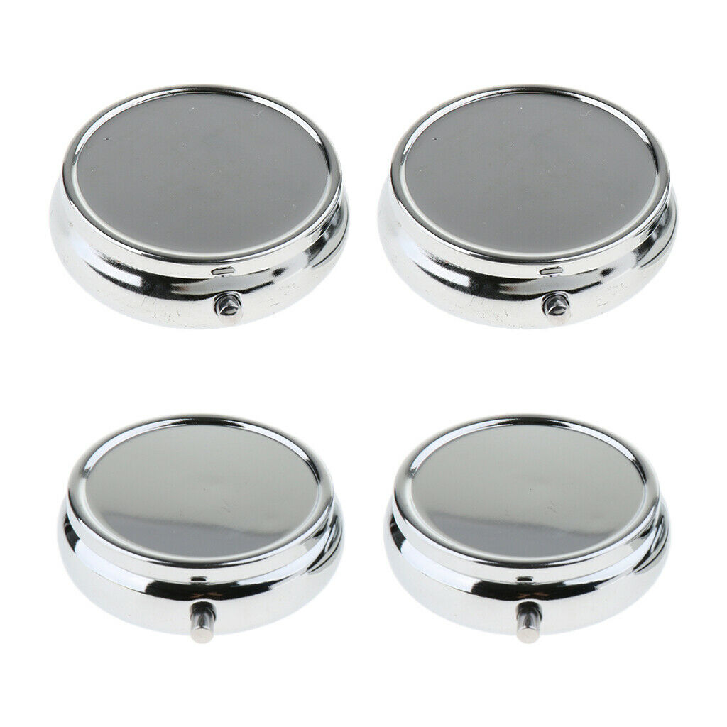 4Packs Elegant Metal Pill Box for Pocket Purse Daily Medication Organizer