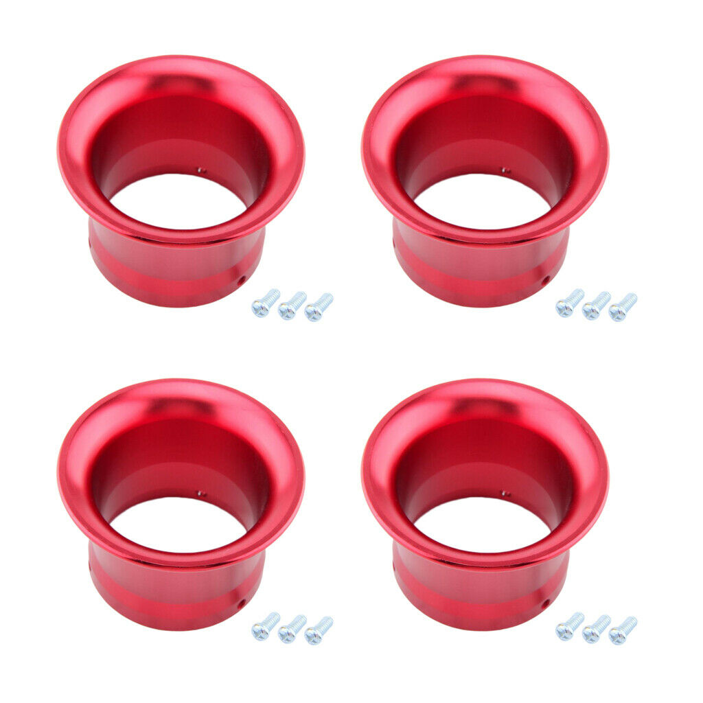4Pcs 2inch Aluminum Cold Air Filter Velocity Stack Funnel for Carburetor Red