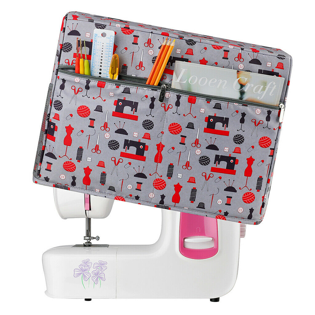 Universal Quilted Sewing Machine Dust Cover with Pockets Carrying Storage Bag