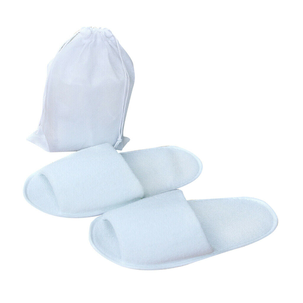 Women Men Open Toe Disposable Spa Room Non-Slip Slippers  White for Men