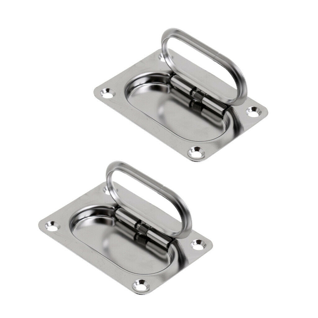 2pcs Durable Stainless Steel Boat Hatch Locker Cabinet Lift/Pull Ring Handle