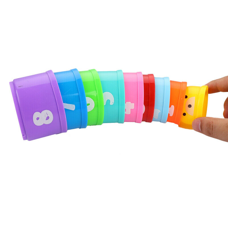 9PCS Educational Baby Toys Folding Stack Cup Tower Children Early Intelli.l8