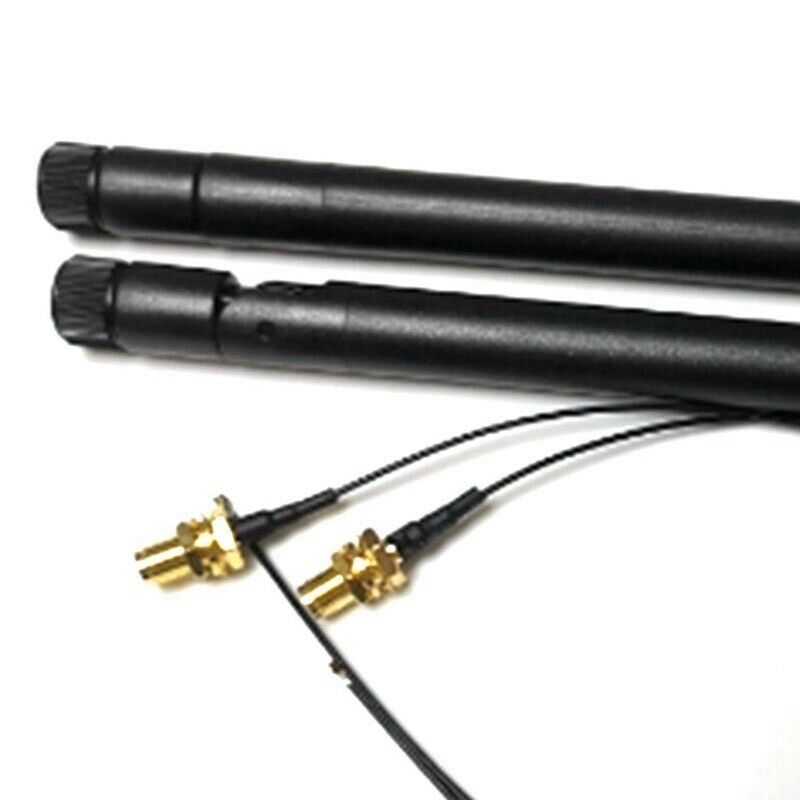 2X 6DBi M.2 IPEX MHF4 U.Fl Cable to RP-SMA Wifi Antenna Signal Cable Kit for IU9