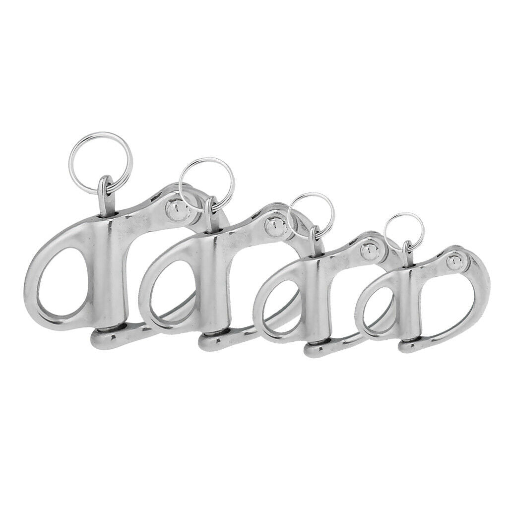 4pcs Multifunctional 304 Stainless Steel Spring Carabiner Fixed Bail Snap