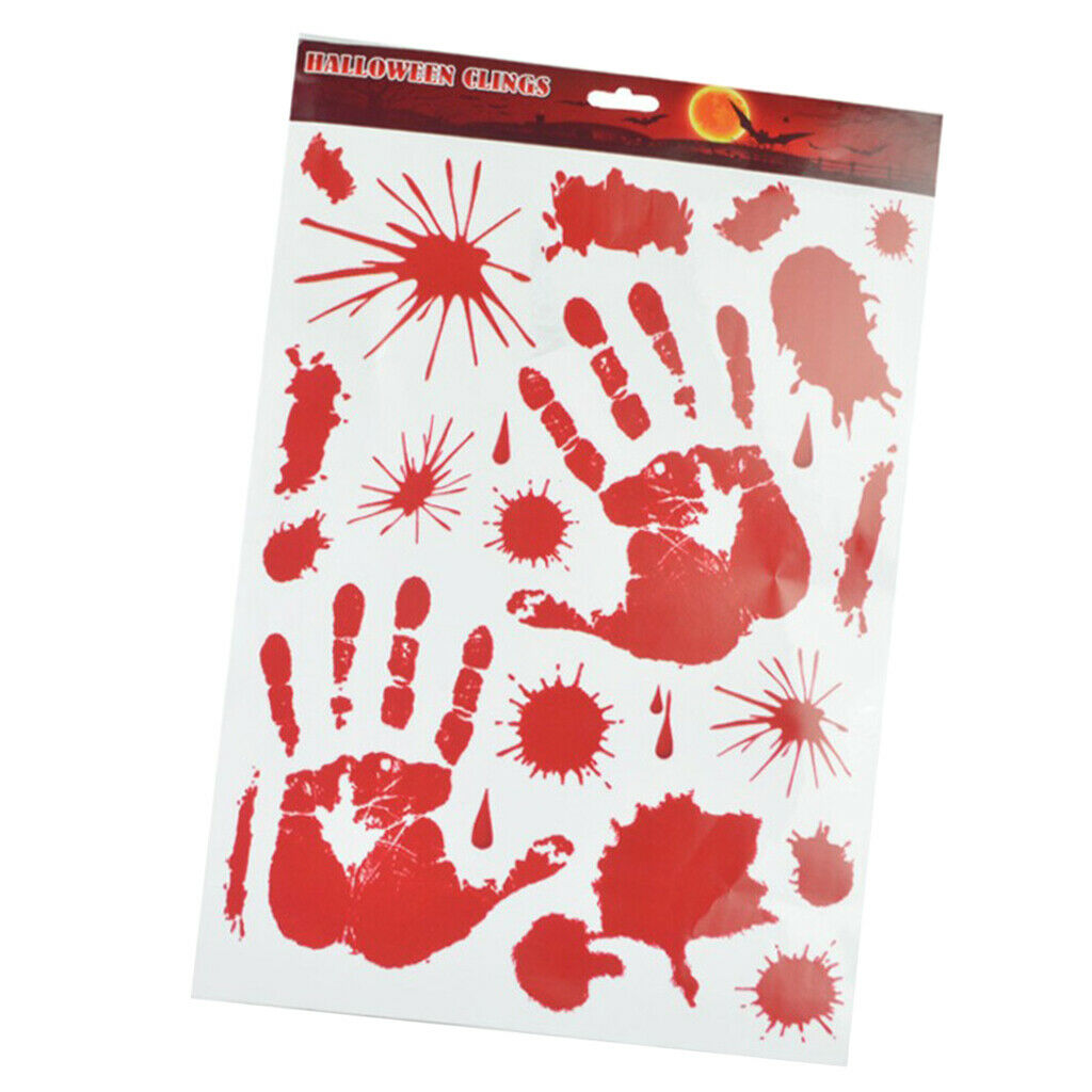 Bloody Footprints Handprint Stickers Halloween Decorations Bloody Hand