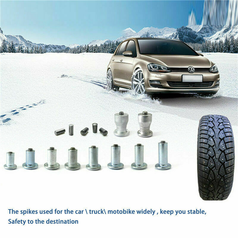 Car Motorcycle Tire Studs Screws Anti-Slip Spikes Snow Flat Chains Winter 100PCS