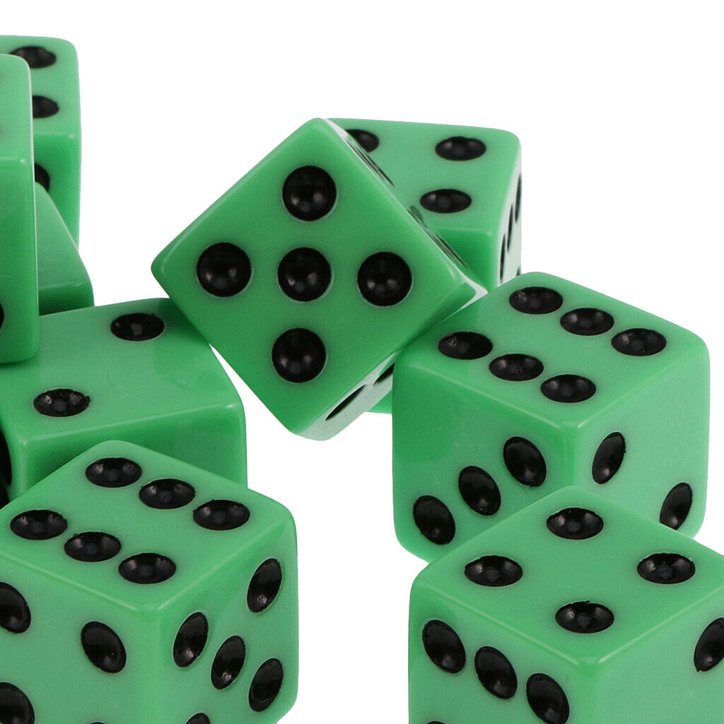 Pack Of 10 Green Six Sided D6 Dice For Playing D&D    RPG Board Game Favours