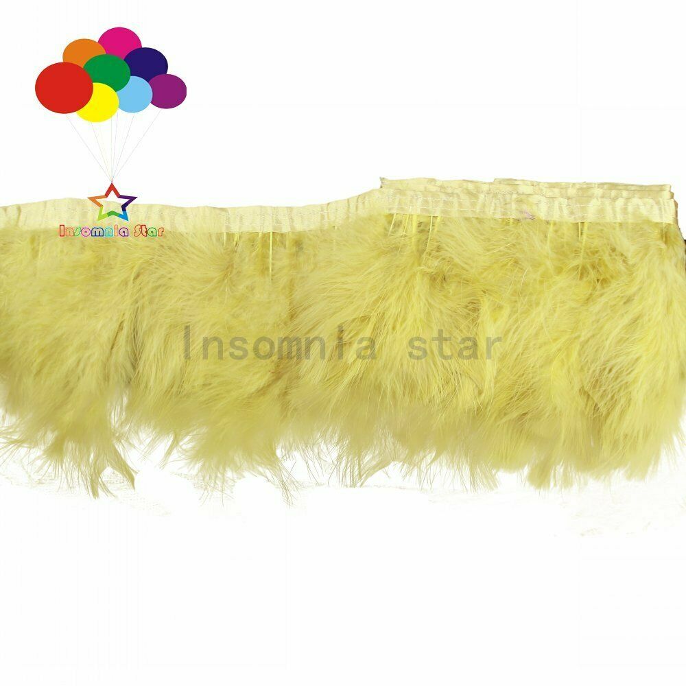 Pack Of 2 meter curry amber Dyed Fluffy Marabou Feather Fringe 6-7INCH Width