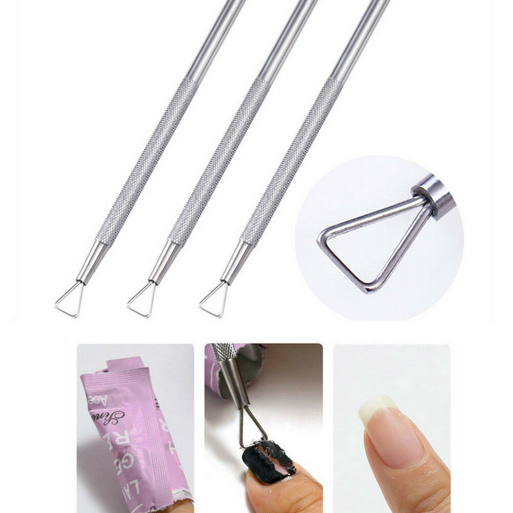 1xStainless Steel UV Gel Polish Remover Triangle Stick Rod Pusher Nail Art Tools