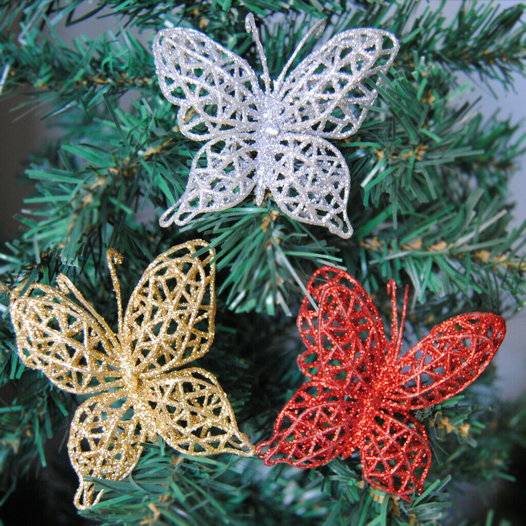 Christmas Ornament Festival Party Tree Hanging Butterflies Decor   Red