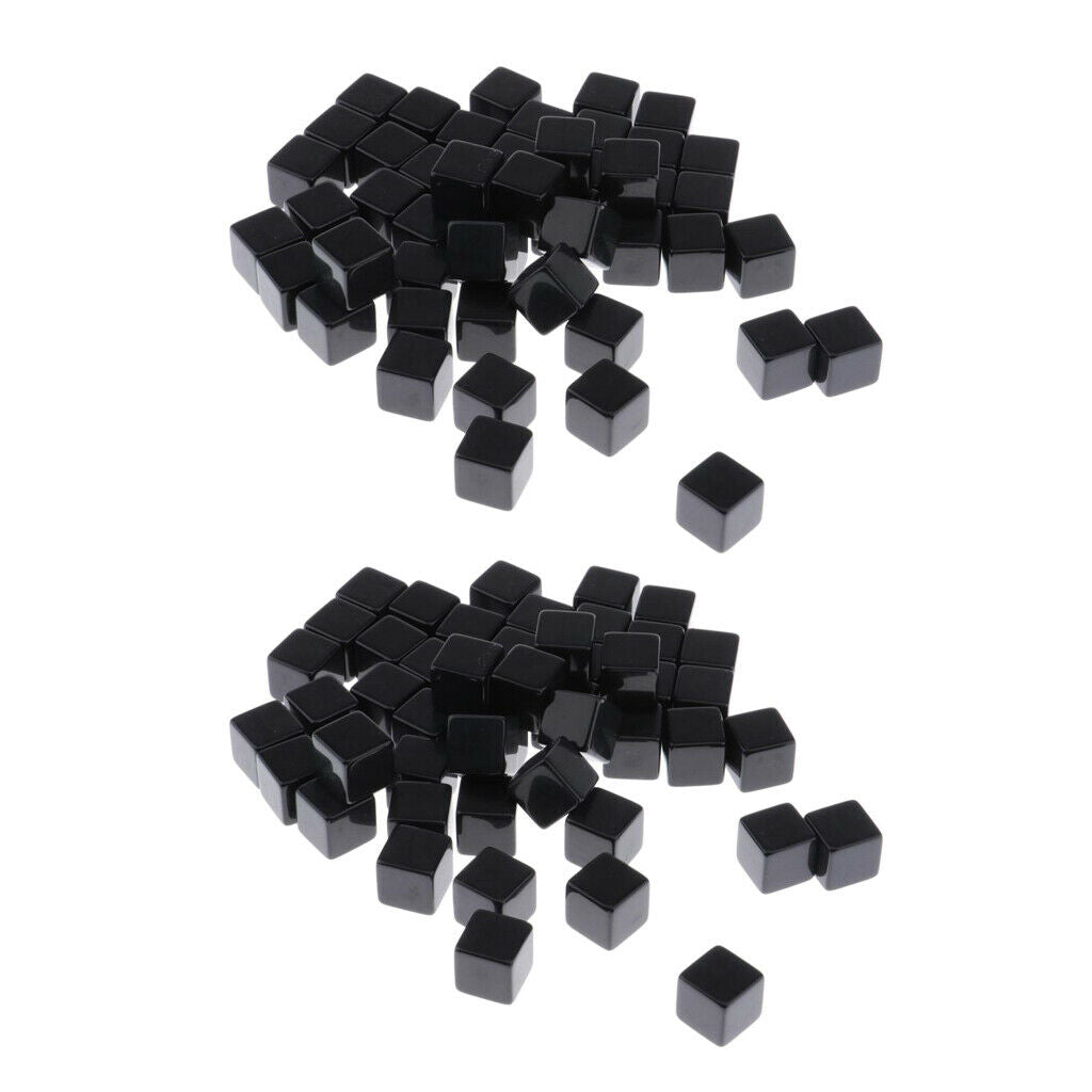100 Pcs Standard Size Blank Dice D6 6 Sided RPG Gaming Dice 16mm/0.62'' Black