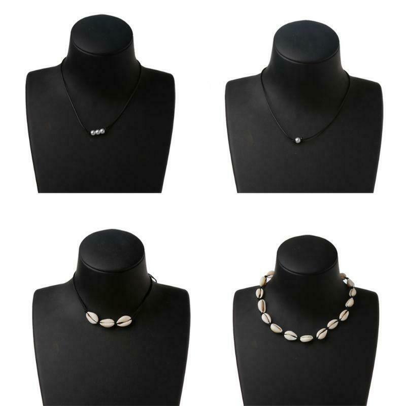 4Pcs Natural Sea Shell Pearls Choker Necklace Adjustable Hawaiian Beach Jewelry
