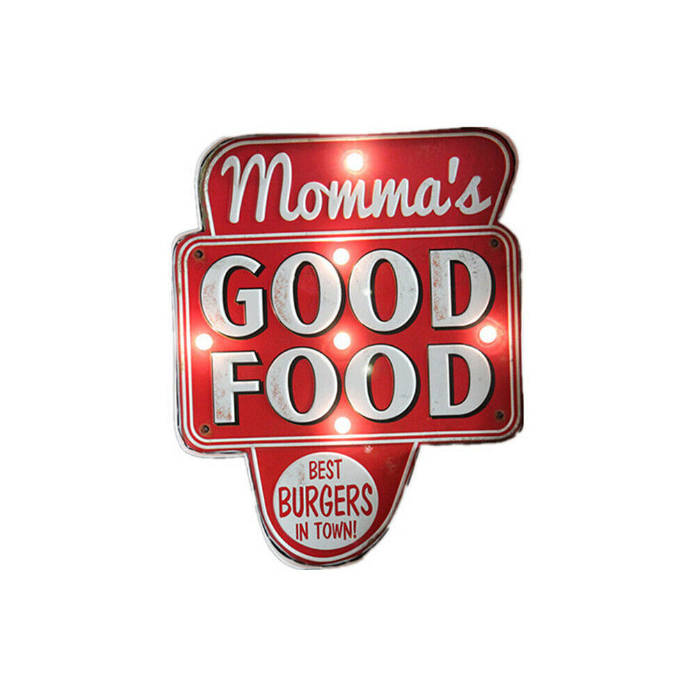 American Retro Wrought Iron Wall Decoration LED Light Coffee Shop Bakery Signs