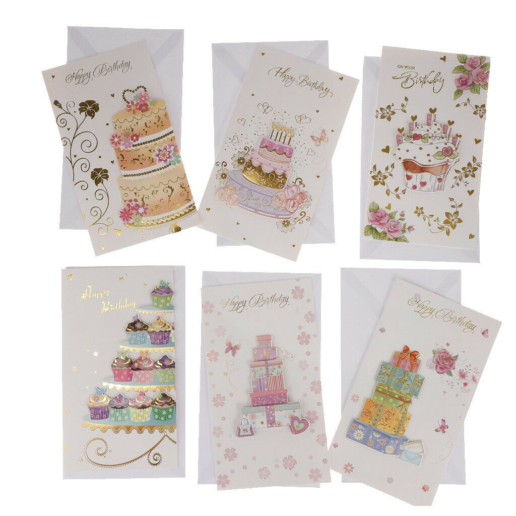 6 Pieces Birthday Card Happy Birthday Cards Box Set Kids Birthday Party Baby