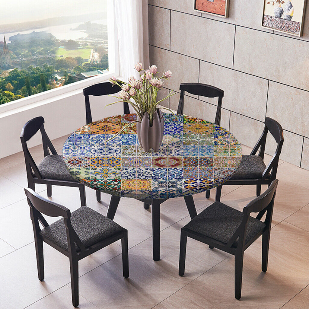 3X Non-slip Round Table Cover Table Cloth Decor J - 120cm (48 Inch)