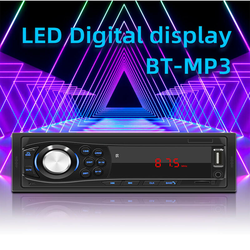 12V Car 1 Din Bluetooth Hands-free MP3 Player Card U Disk FM Radio Audio USB 2.0