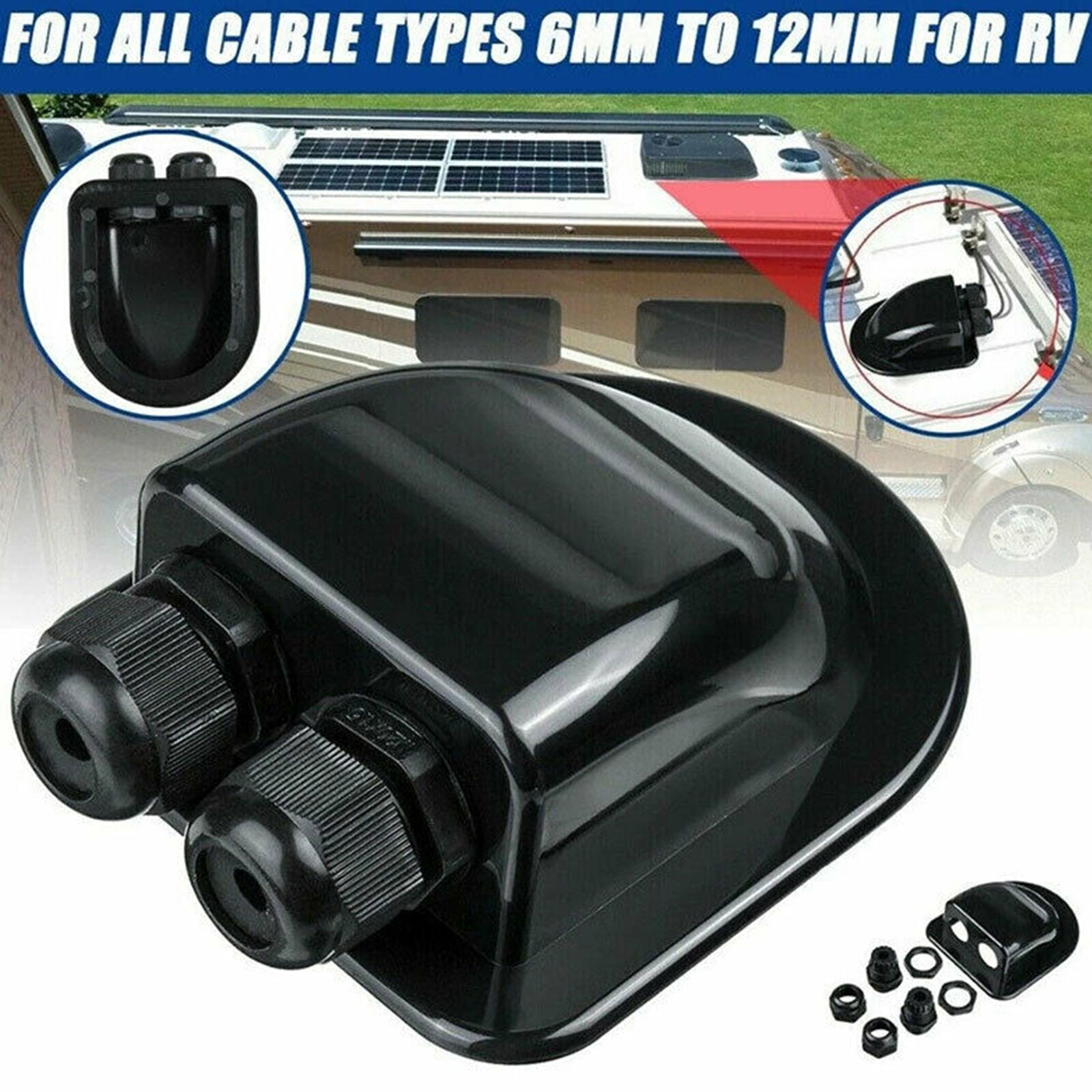 Roof Solar Panel Dual Cable Entry Gland Box For Motorhome Camper RV Boat Tool