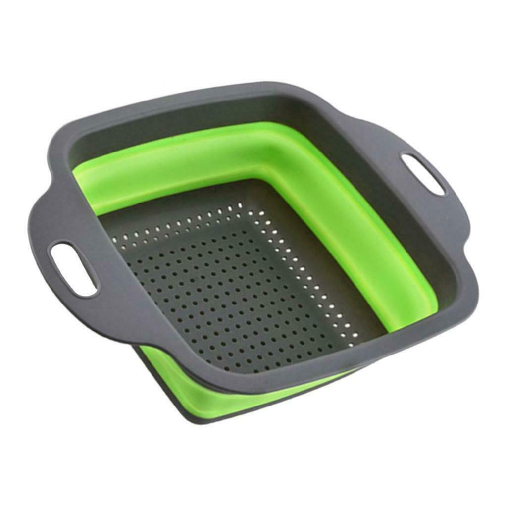 Collapsible Colander Basin Kitchen Strainer Seive Drainage Basket Green L