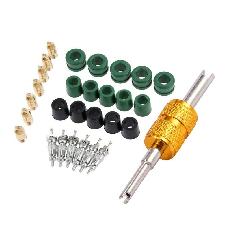 Car A/C Valve Cores Ac Hose Rubber Gaskets Assortment Kit Remover Tool for R13U4