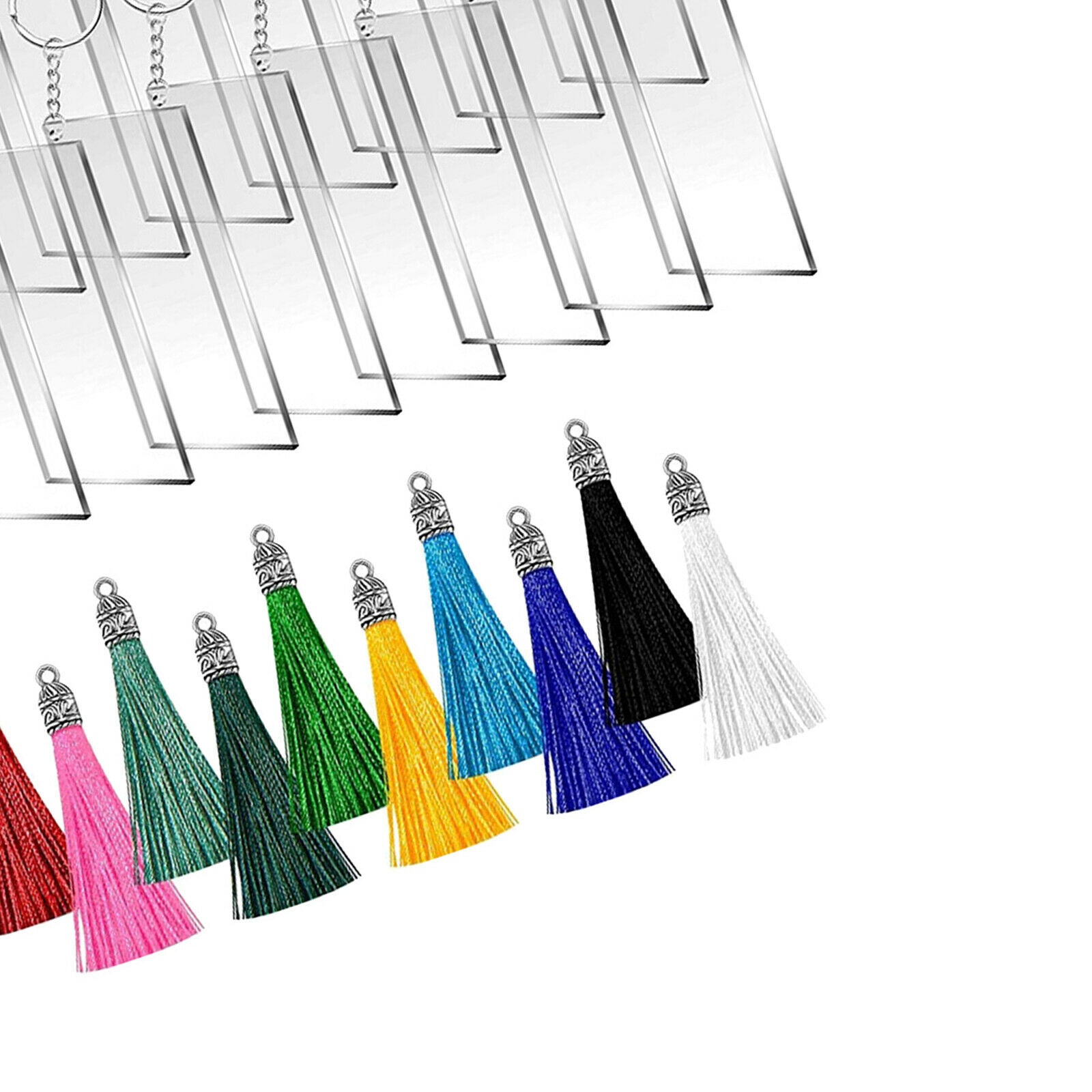 Tassels Blanks Pendants with Rings for Vinyl DIY Keychain Key Rings Bracelet