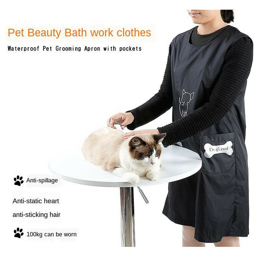 3x Pet Grooming Apron Bib Pet Beautician Workwear Smock for Women Men Size_M