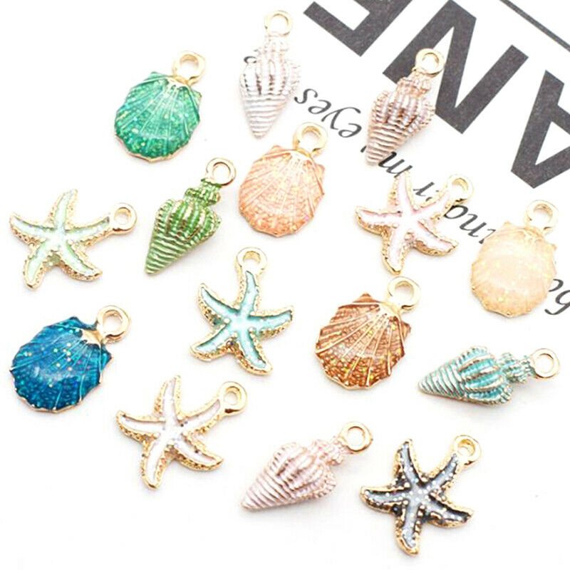 15 x Enamel Conch Sea Shell Charms Ocean Pendants DIY Handmade Accessorie.l8