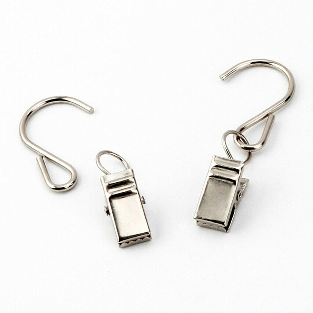 10 Pieces Metal Hanging Clips Hooks Clamp Hangers for Curtain,