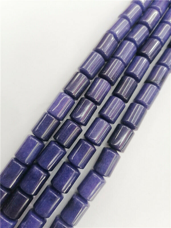 1 Strand 14x10mm Deep Blue Malay Jade Cylinder Spacer Loose Beads 15.5" HH8829