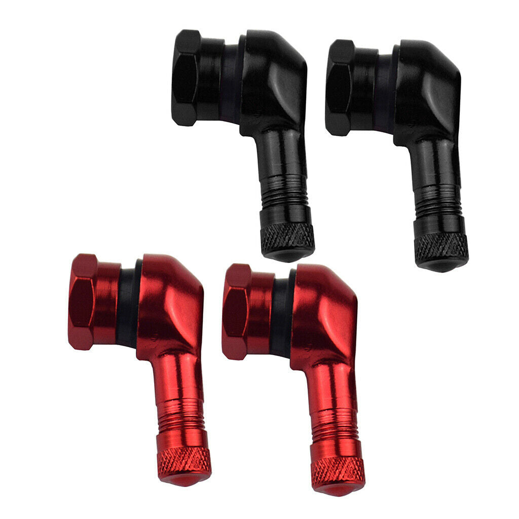 Red & Black CNC Aluminum Motorcycle Gas Nozzle Degree Angle Valve Adaptor Tyre(