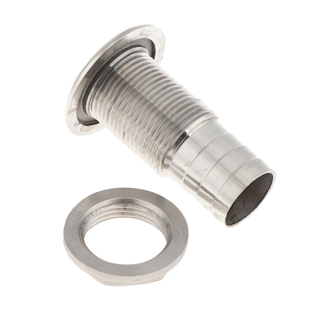 Boat Thru Hull Fitting/Drain 33.4mm 1" Hose Barb Marine 316 Stainless Steel