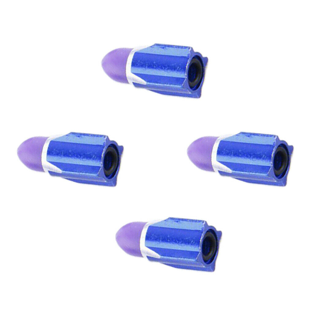 4Pieces Alloy Tire Stem Valve Caps Dust Cover for Motorcycle Blue + Purple