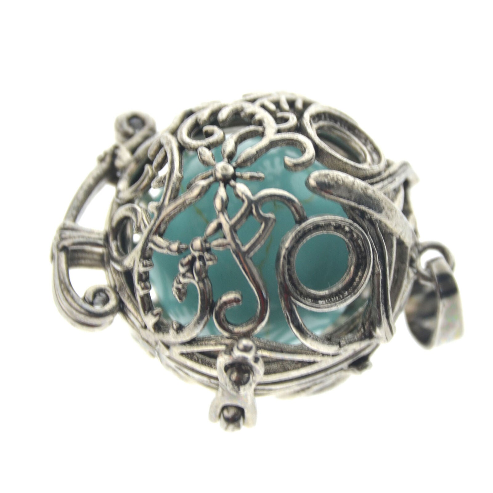 Cyan Turquoise stone Owl Pendant Chakra Reiki Healing Amulet Energy