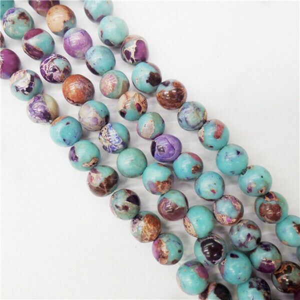 1 Strand 6mm Blue&Purple Sea Sediment Jasper Round Ball Beads 15.5inch HH8915