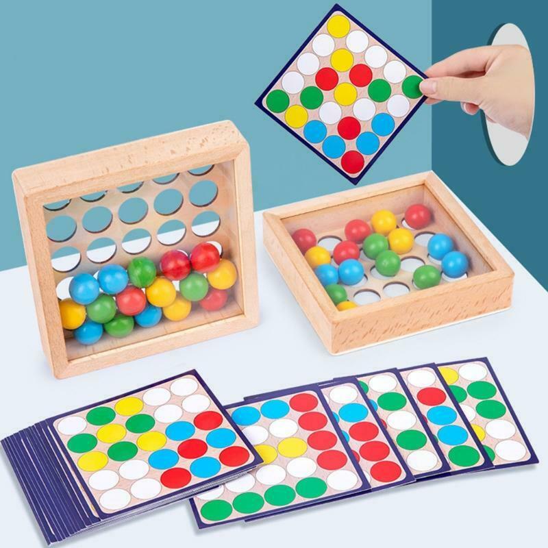 Wooden Busy Board with Colorful Beads Montessori Fine Motor Training Play Set