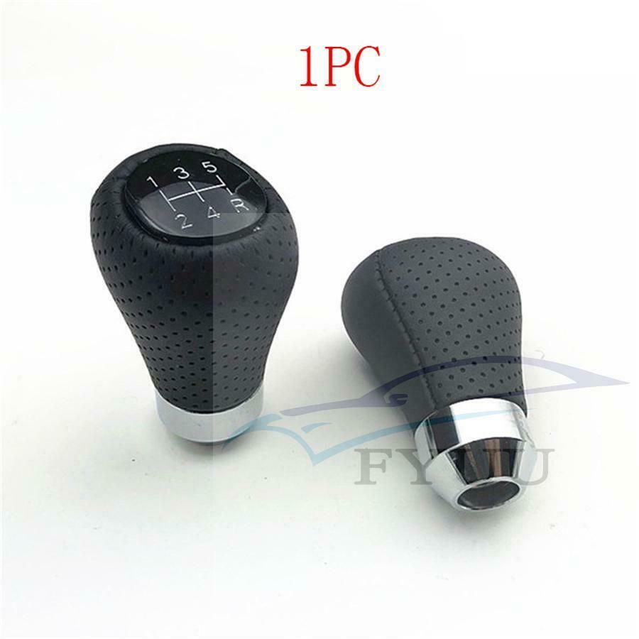 1x Leather 5 Speed Car Gear Shift Knob Stick Lever Grip Manual Shifter Universal