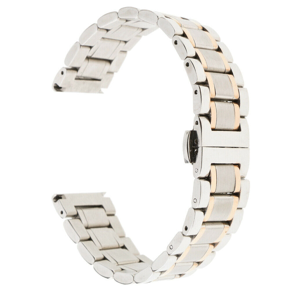 Butterfly Deployment Clasp Stainless Steel Watch Band Strap Bracelet  20mm