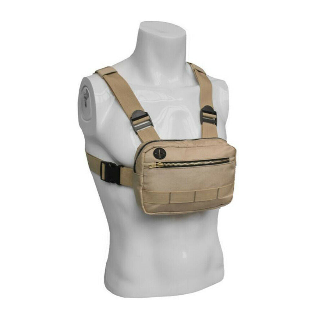 Molle Pouch Radio Rig Chest Harness Bag Multi-Purpose Running &Metal Zippers