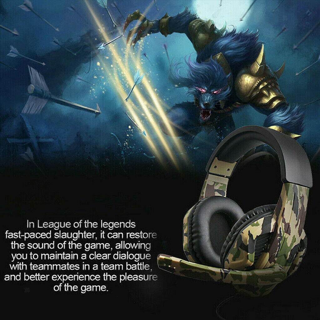 Camo Wired Gaming Headset with Mic for   4 PS4 NS   One 360